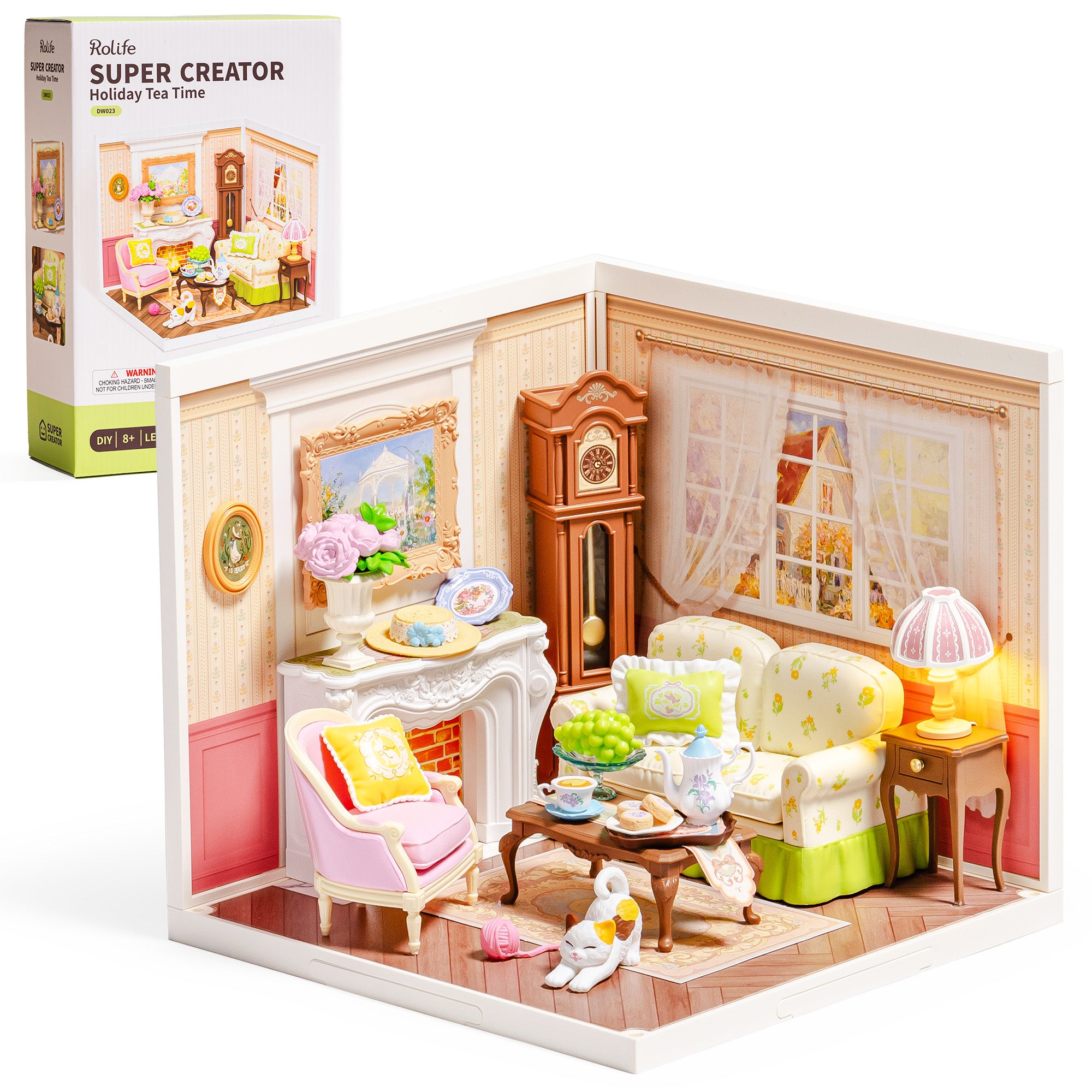 Rolife Super Creators DIY Plastic Mini House Building Set - 3D Puzzle With LED Lights, Compatible With Mini Figures, Multiple Themes Available, Suitable For Teenagers And Adults,DW023 DW024 DW025