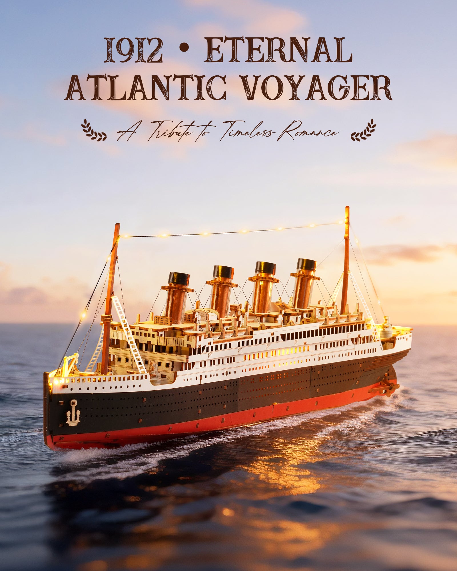ROBOTIME 3D Wooden Puzzle 1912 Eternal Atlantic Voyager, Model Kits For Adults To Build, Home Decoration Craft Gifts For Adults And Teens