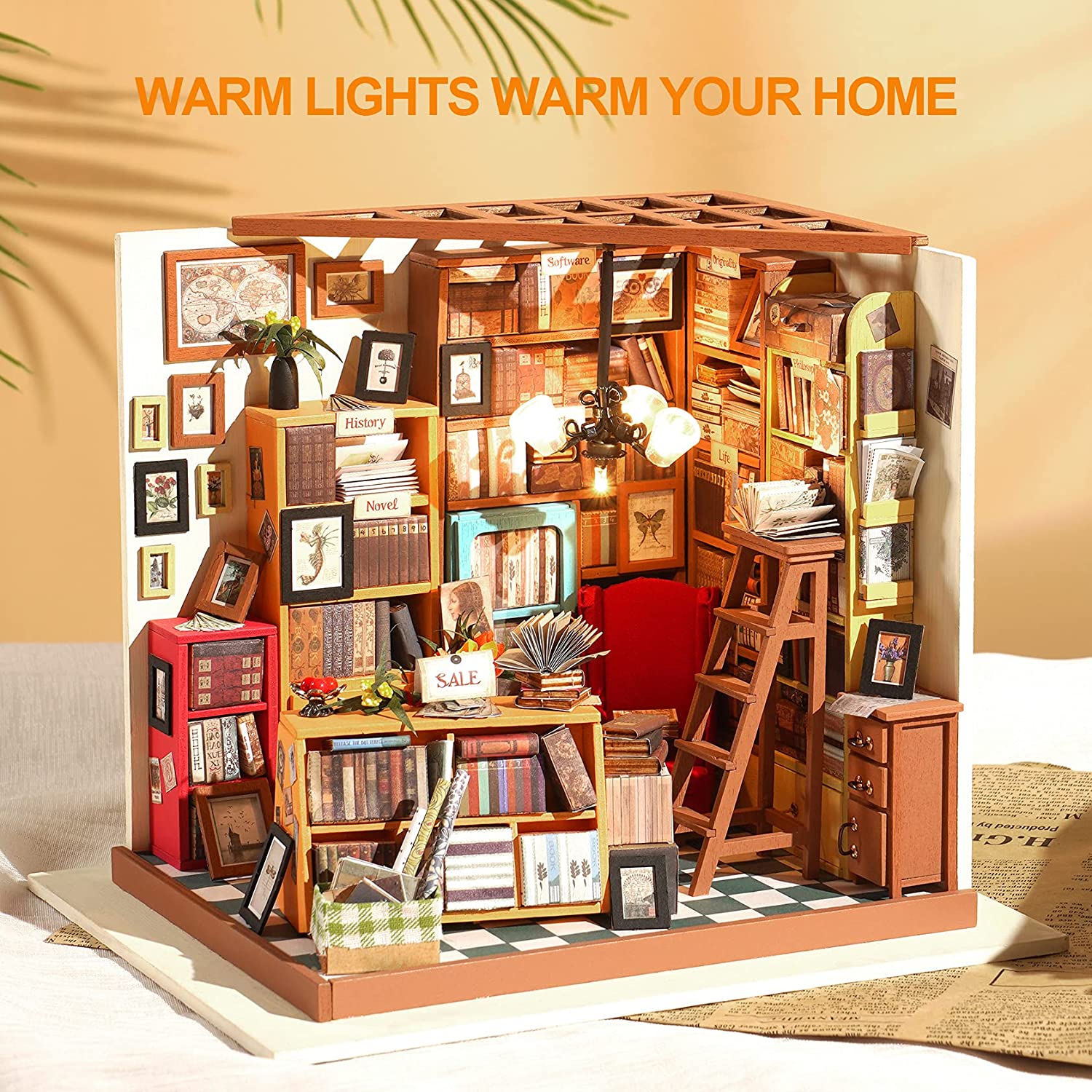 Rolife Mini House Set, Sam's Study, Mini Dollhouse, 3D Puzzle Toy With LED Light, Beautiful Home Decor, Perfect Birthday Gift For Teens