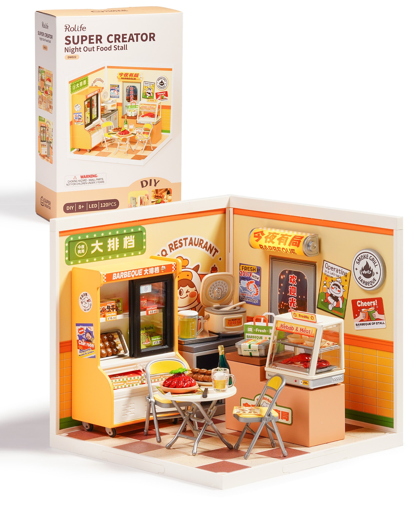 Rolife Super Creators DIY Plastic Mini House Building Set - 3D Puzzle With LED Lights, Compatible With Mini Figures, Multiple Themes Available, Suitable For Teenagers And Adults,DW022