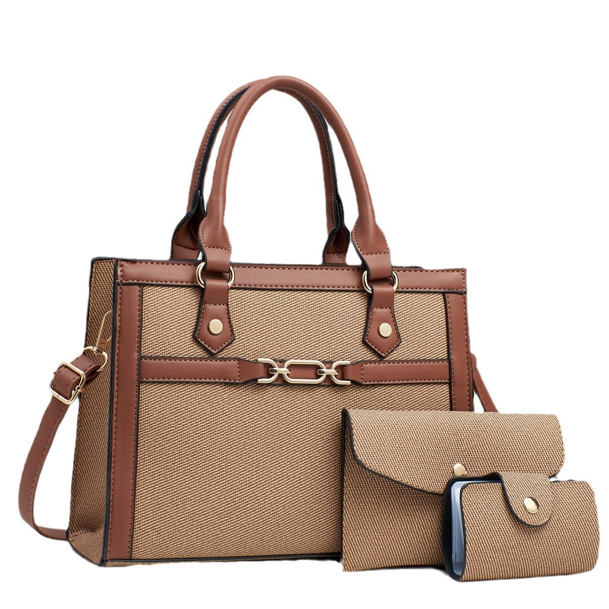 Stitching Contrast Color Fashion Mother-and-Child Bag Three-Piece Set