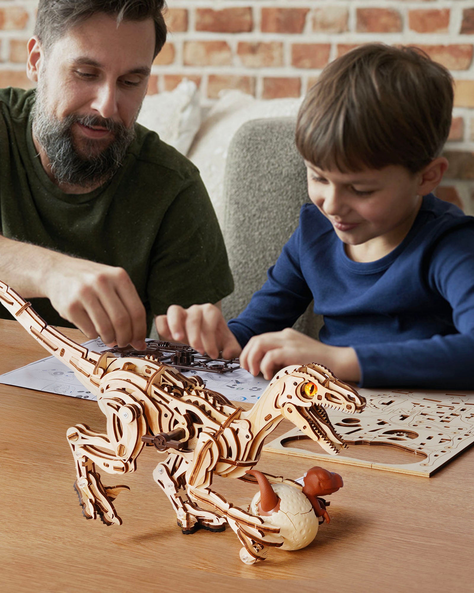 ROKR 3D Wooden Self-Walking Dinosaur Puzzle, Mechanical Model Kit For Adults & Teens, STEM Educational Building Set, Prehistoric Birthday Gift