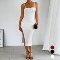 Strapless Sheath Dress With Open Back And Side Slit