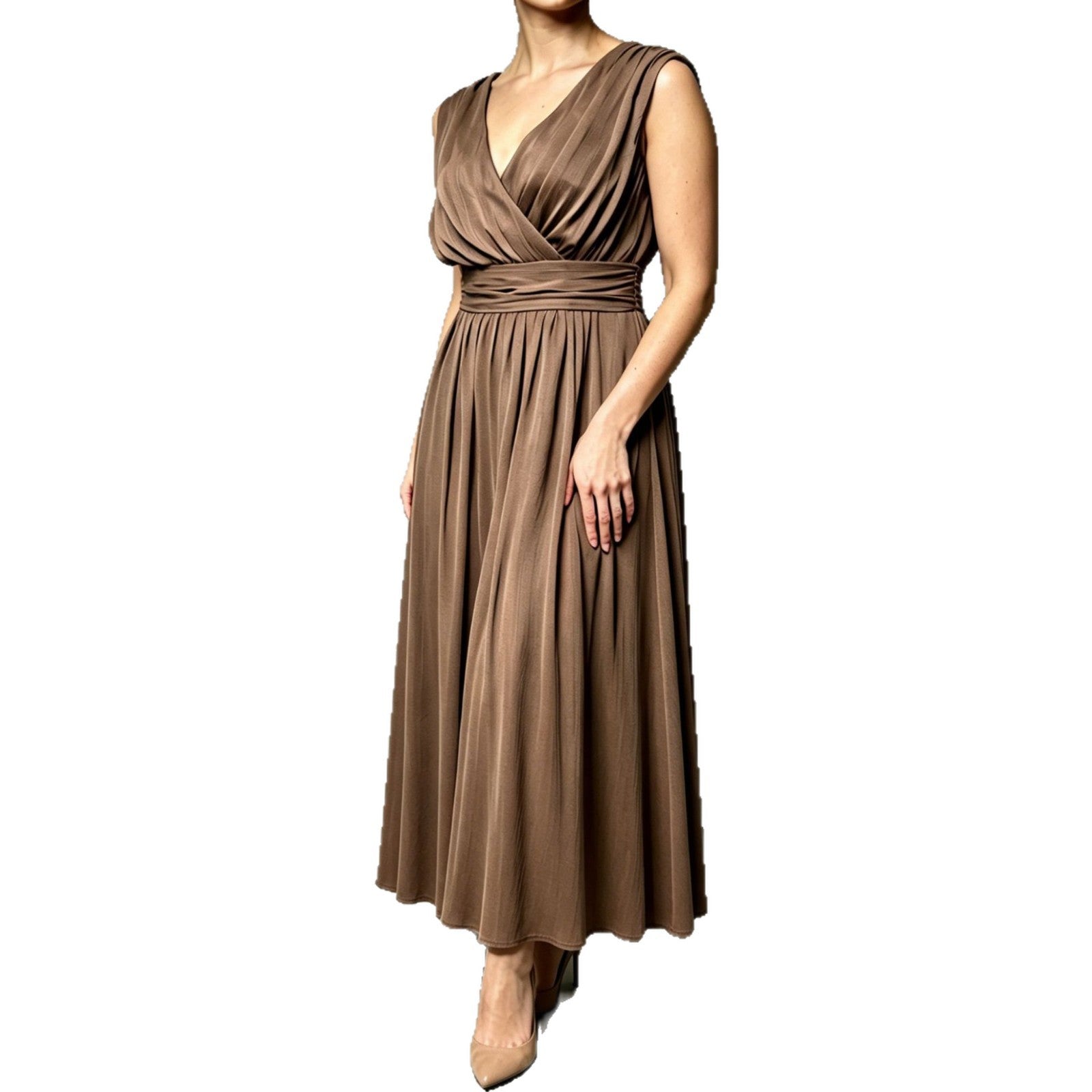 Solid-color Pleated Elegant Fashion Dress