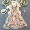 Women's Colorful Floral Print V-Neck Slip Dress