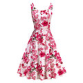 Vintage Prom Party Sleeveless Summer Printed Button A-Line Dress