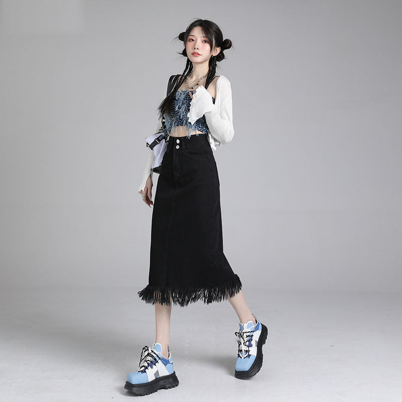 New Style Tummy-control Versatile Loose-fit Denim Skirt