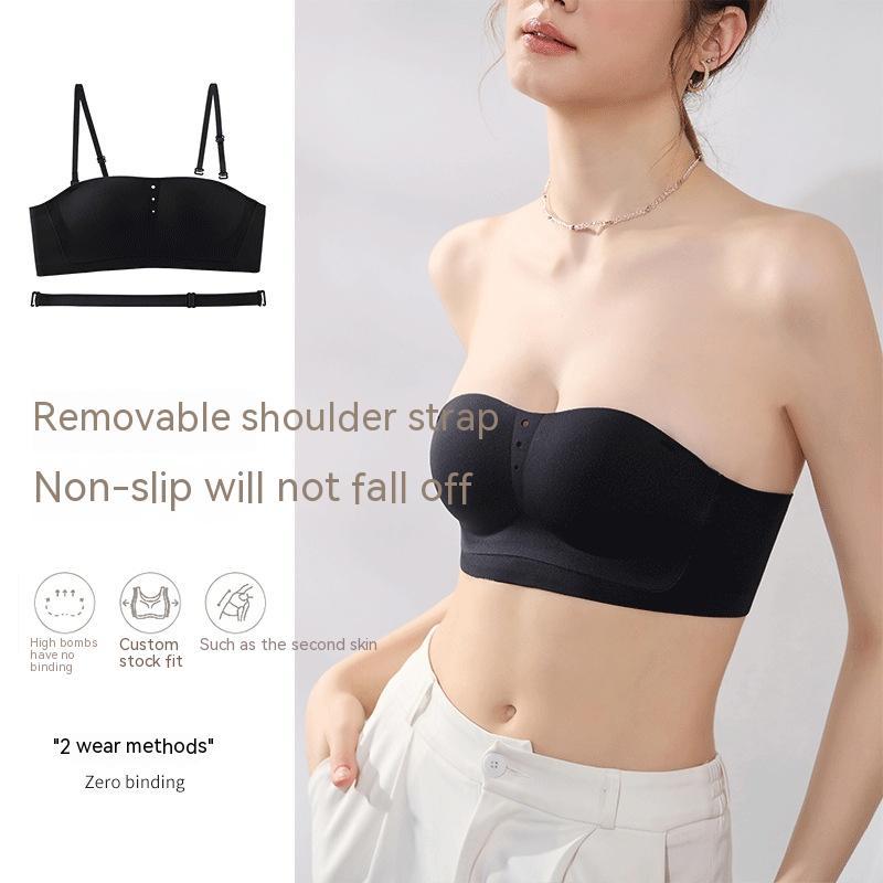 One-piece Seamless Bras Small Breast Push Up Push Up Anti-sagging Strapless Underwear For Women