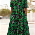 2026 Cross-border European And American Export New Style Vacation Target Spring And Summer New Flower Print Leisure Commute Versatile Large Size Women's Dress