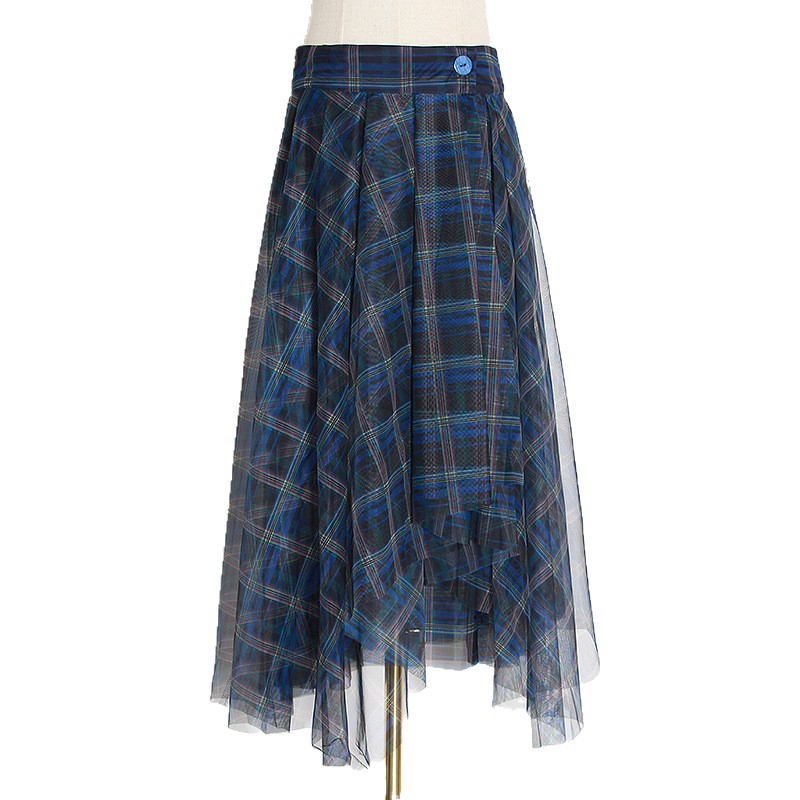 Korean-style Plaid Patchwork Skirt For Women