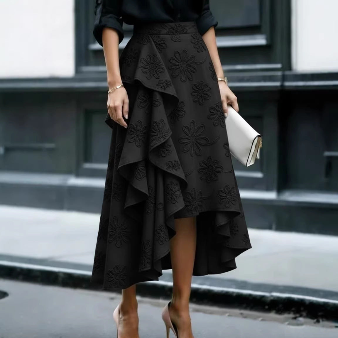 New Irregular Wave-Hem Elegant Skirt