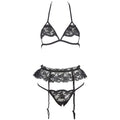 Non-Elastic Lace Hollow No Steel Ring Bra Bandage Black  Crotch Underwear Black Underwear