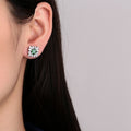 Emerald Stud Earrings Female Temperament Advanced