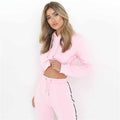 Cotton Sportswear Suit Short Hooded Sweatshirt and Straight Pants Custom Logo Print