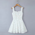Lace-spliced Square-neck Slip Dress For Women