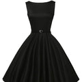 Retro Sleeveless Crew-Neck Plus-Size Dress
