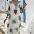 Women's Casual V-neck Loose Printed Vacation Dress