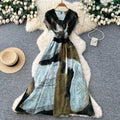 High-waisted Cinched-waist A-line Maxi Dress