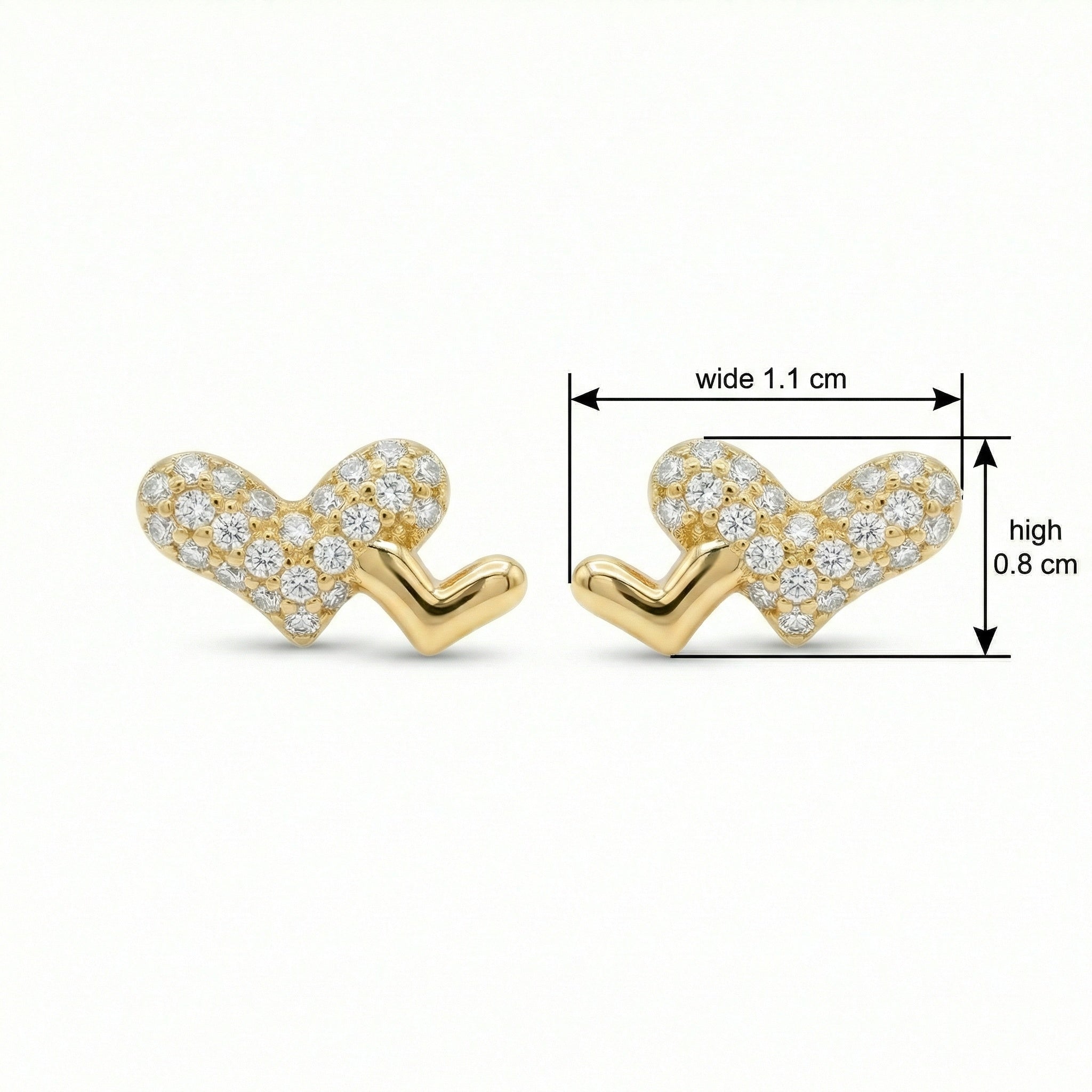 925 Sterling Silver Sparkling Pavé and Polished Heart-to-Heart Duo Stud Earrings