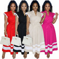 Women's Elegant Commuter Printed Ruffle-Trim Dress