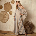 Printed V-Neck Three-Quarter Sleeve Long Kaftan Dress