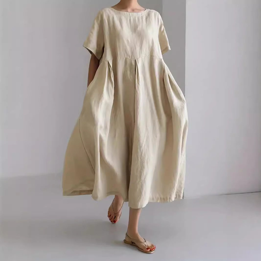 Loose Round Neck Fashion Plus Size Short Sleeve Dress