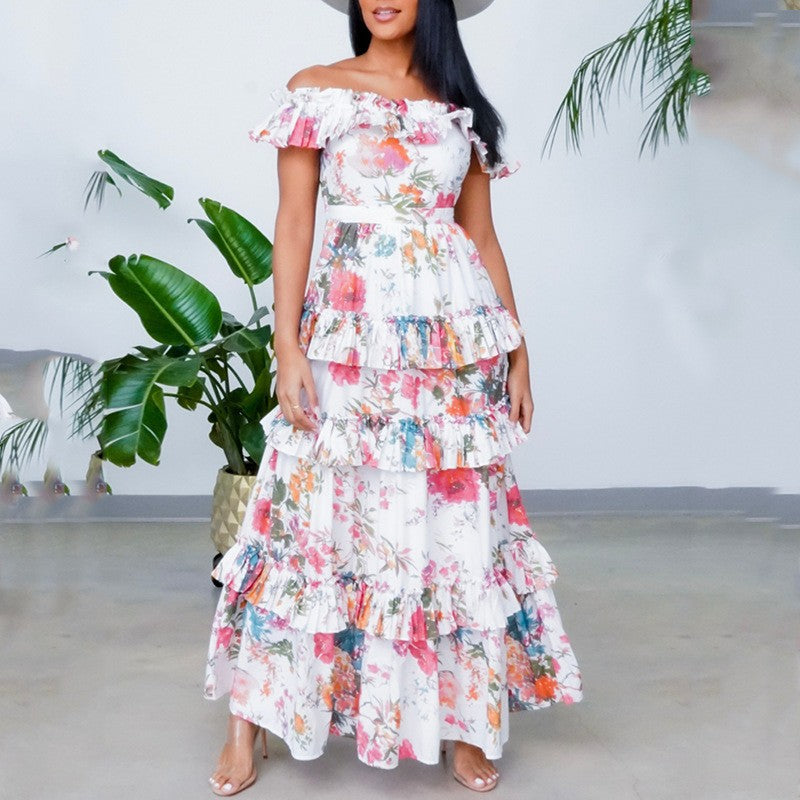 Women's Ruffled Hem Long Casual Dress
