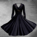 Women's Clothing Long-sleeve Round-collar Dress
