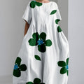 Digital Printing Small Chrysanthemum Women's Short-sleeved Dress