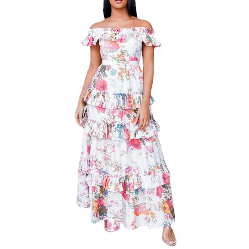 Women's Ruffled Hem Long Casual Dress