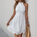 Solid-color Lace Everyday Casual Sleeveless Dress