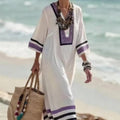 Five-point Sleeve Long Patch Pocket Kaftan Dress