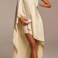 Satin Asymmetrical Cape Dress