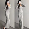 Slim Fit Square Neck Dress For Women