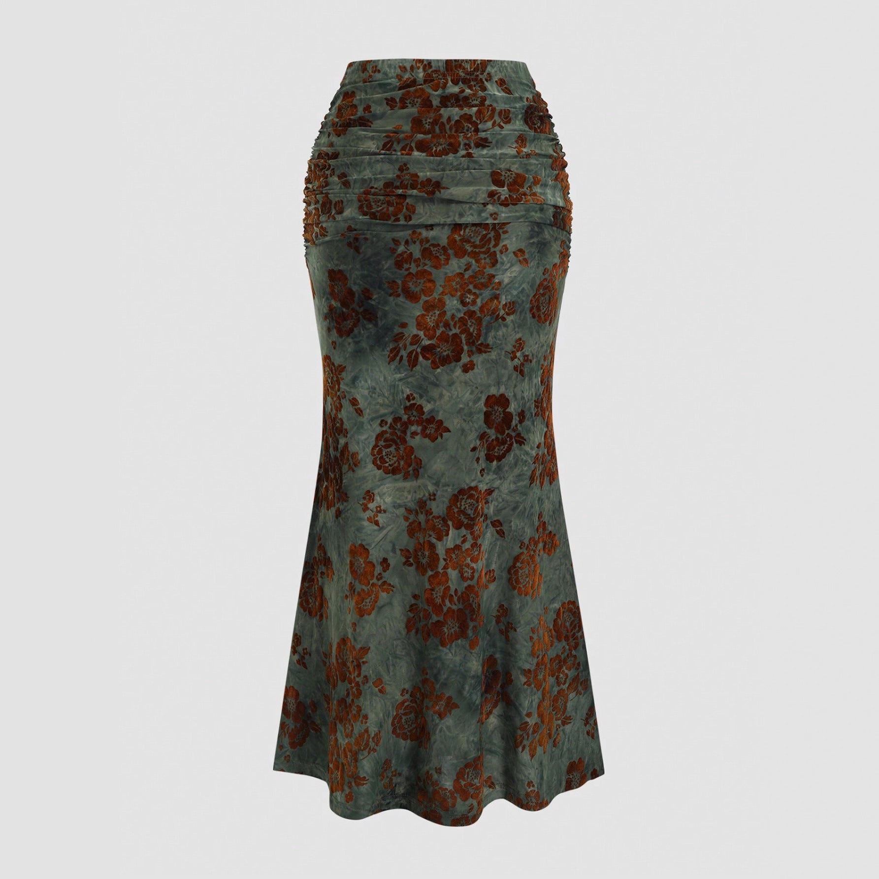 Autumn New Womens Elegant Velvet Sheath Midi Skirt