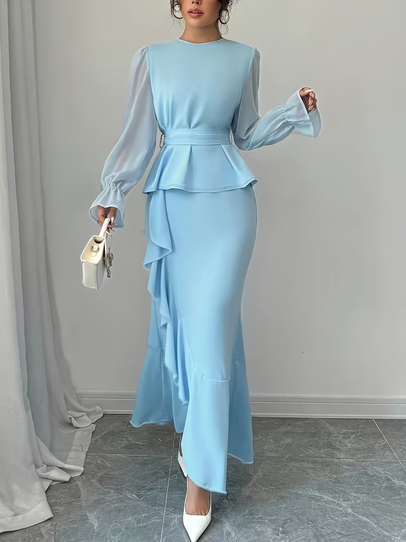 Stylish Irregular Ruffle Hem Spaghetti Strap Dress