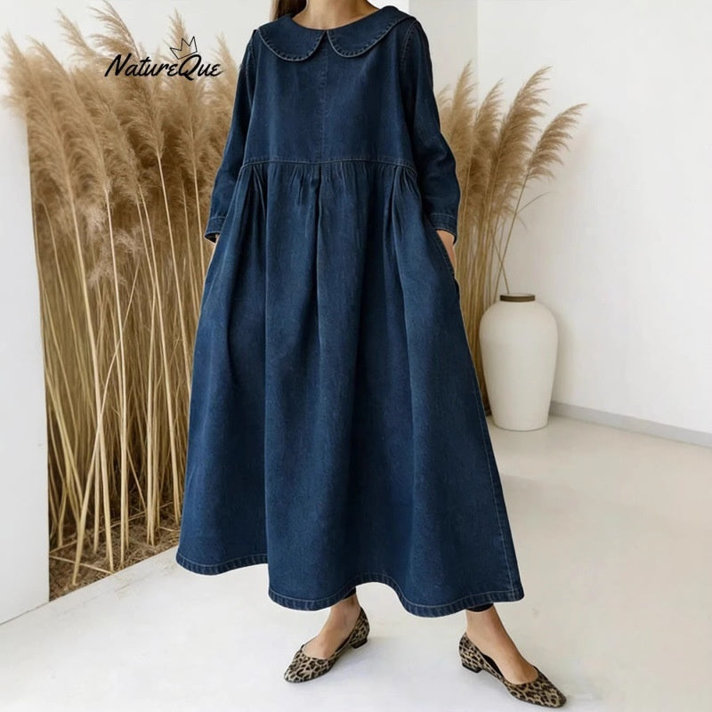 Lapel-collar Resort-style Maxi Dress With A Printed Pattern