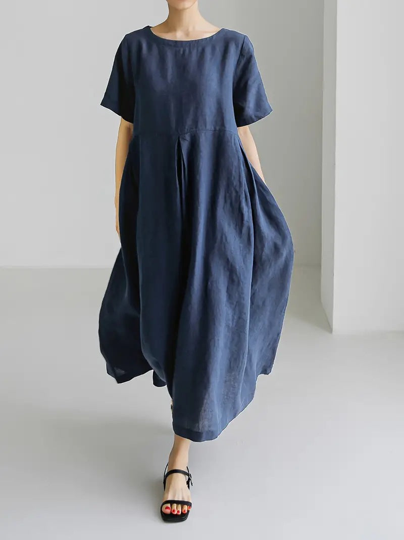 Loose Round Neck Fashion Plus Size Short Sleeve Dress