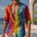 Rainbow Marble Print Sheer Oversized Shirt
