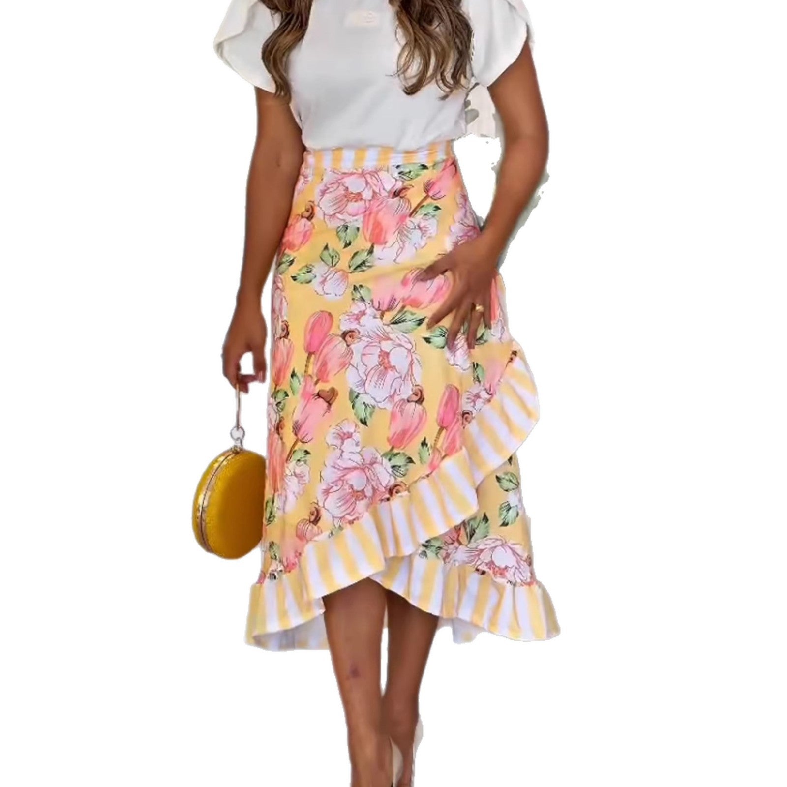Women's Casual Holiday Printed Asymmetrical One-Piece Lace-Up Skirt