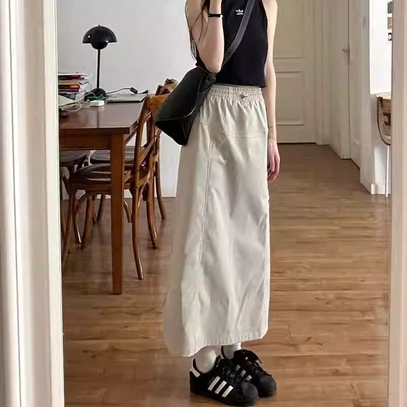 Vintage Workwear Skirt Womens Figure-flattering High-waist Design