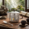 Pure 999 Fine Silver Elegant  Gourd Mug with Gold Accents and Woven Handle-Premium Tea Mug - Handicraft