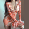 Women's Fashionable Printed Sexy Long-Sleeve Dress