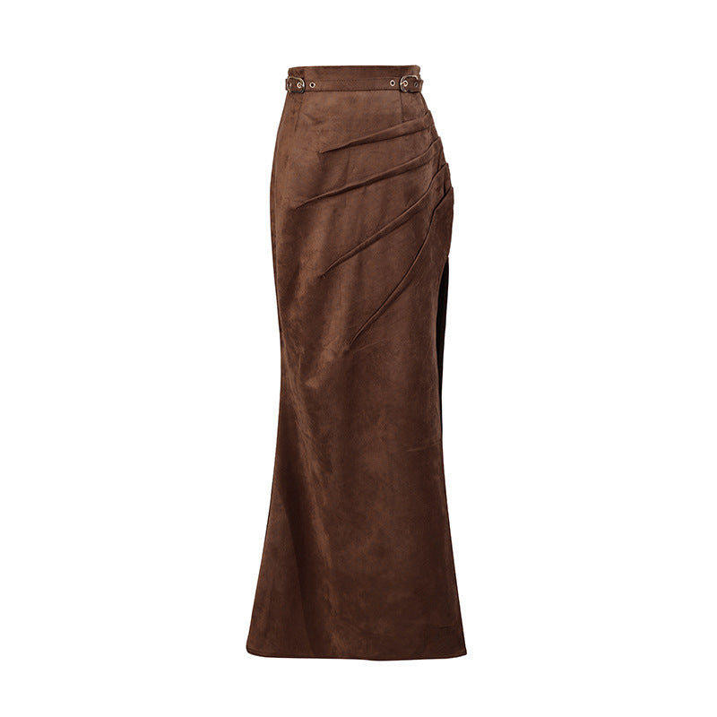 Slimming Pleated Slit Chic Bodycon Skirt