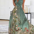 New Summer V-neck High-waisted Sleeveless Printed Sexy Vest Dress