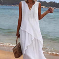 New Women's Solid-Color V-Neck Dress