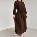 Stand-up Collar V-neck Batwing Sleeve Long-sleeve Dress