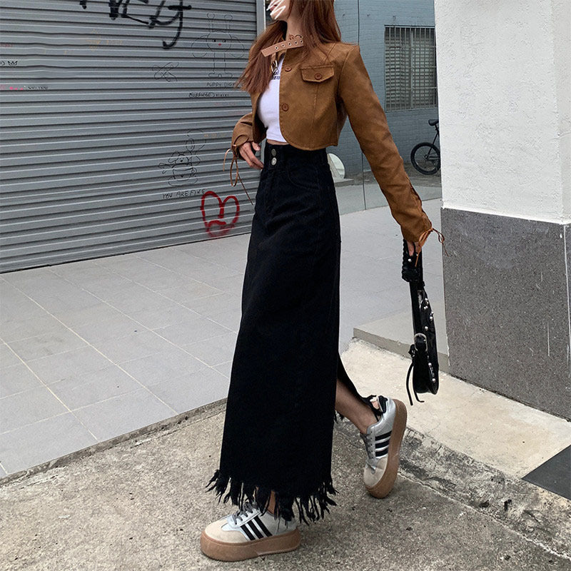 Versatile Tummy-Control Outerwear Pear-Shaped Denim Skirt