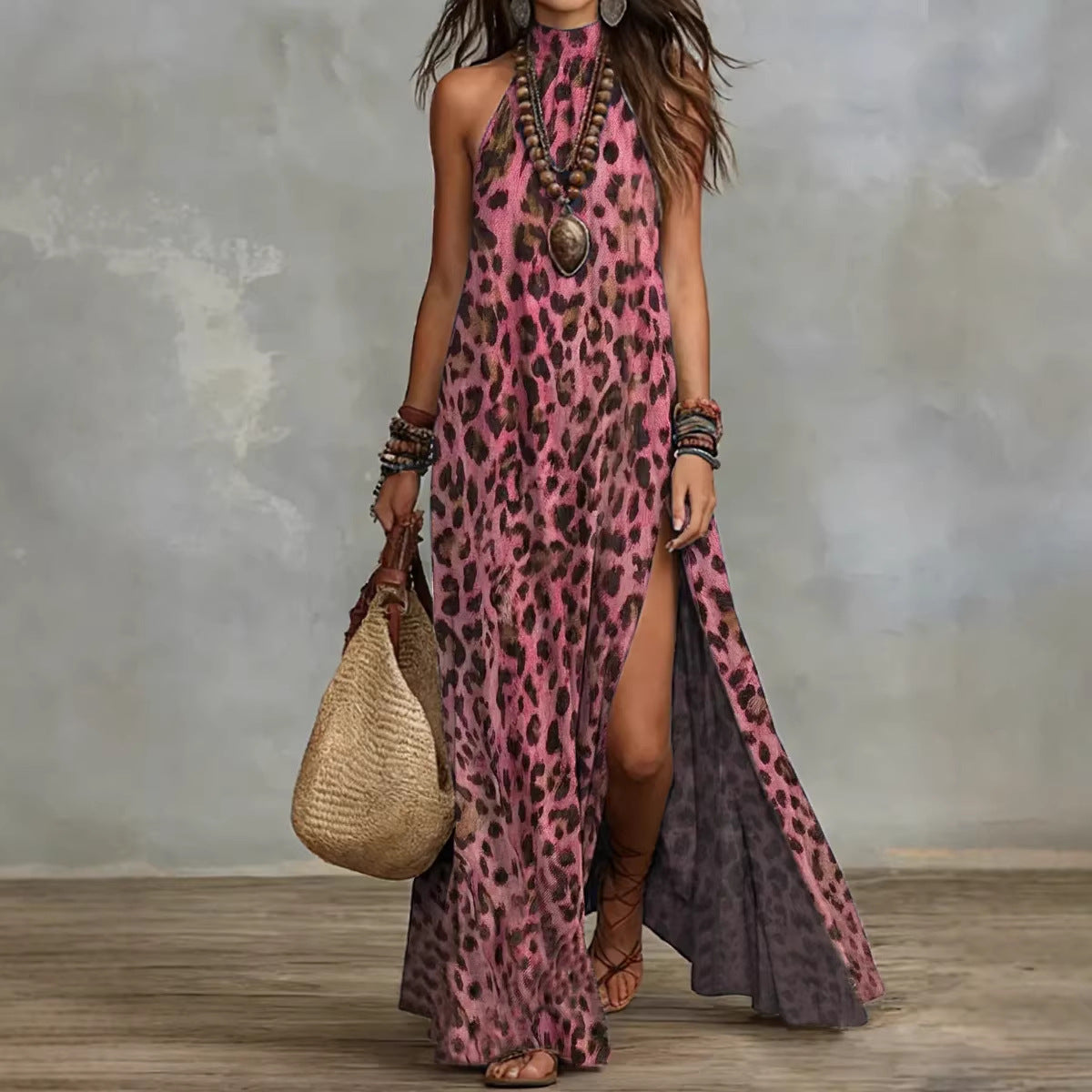 Printed Scarf-style Long Dress Fashionable And Casual