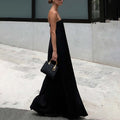 Solid Color French Swing Strapless Maxi Dress